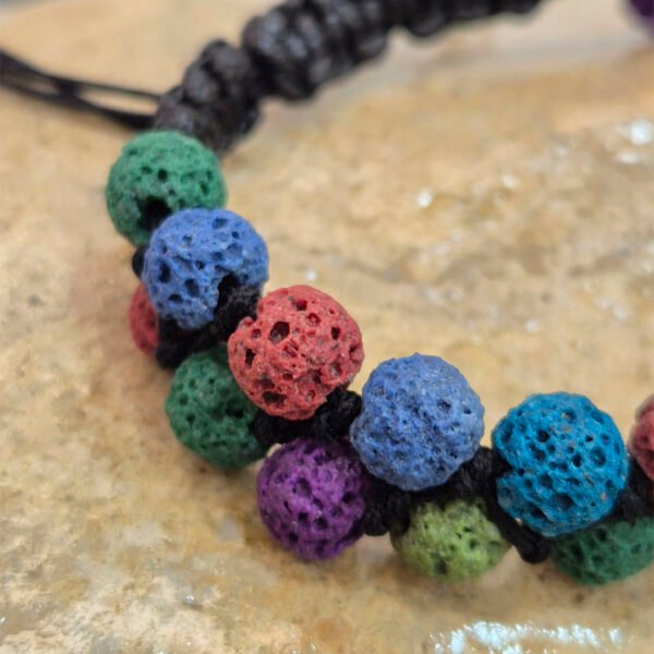 En Z con nudos y piedra volcánica multicolor - Imagen 3