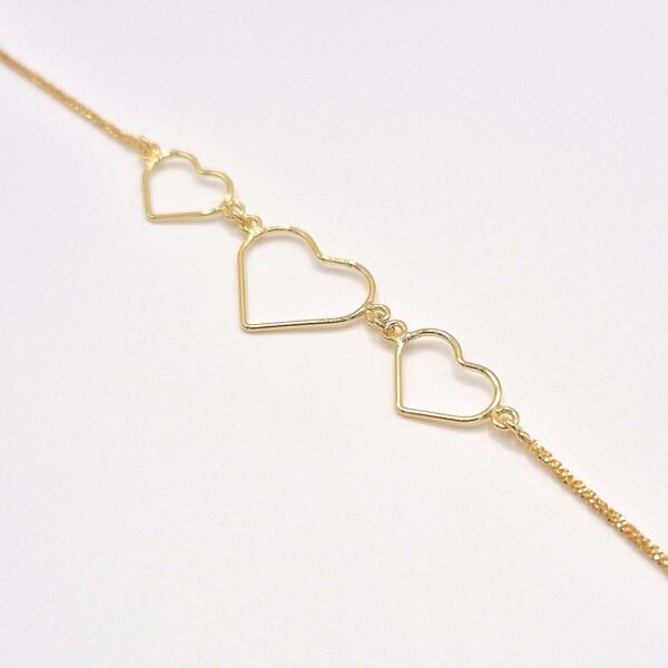 Pulsera 3 Corazones Chapada en Oro