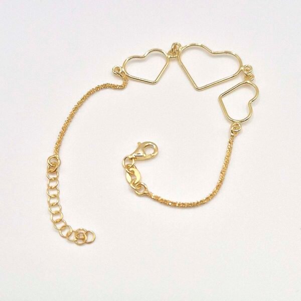 Pulsera 3 Corazones Chapada en Oro - Imagen 2
